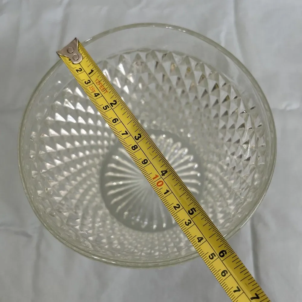VINTAGE INDIANA GLASS CLEAR DIAMOND POINT ICE BUCKET